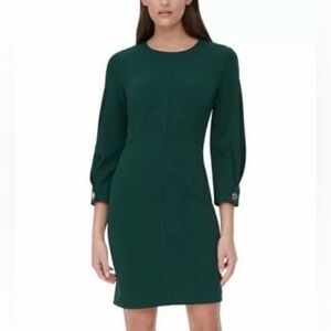 Tommy Hilfiger Green Long Sleeve Shift Dress – Size 14 – NEW WITH TAGS
